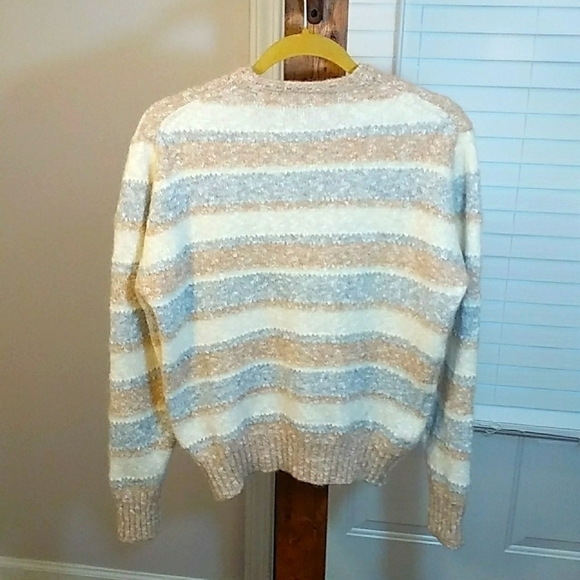 Shetland Scotland Cream Wool Blend Long Sleeves Pullover Sweater UK 46 US 14 - Picture 2 of 10